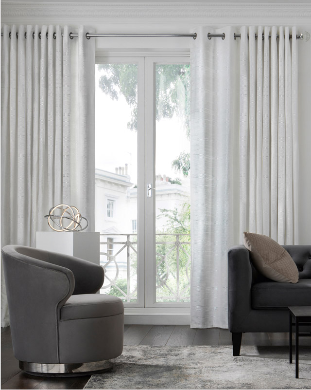 Marble Effect Chenille Eyelet Lined Curtains